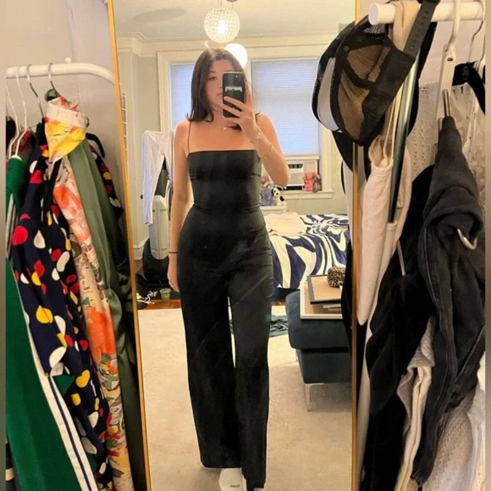 Reformation Sage Silk Jumpsuit